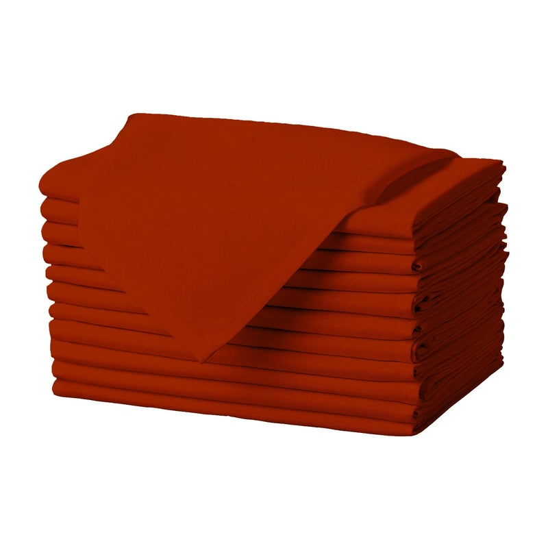 Gee Di Moda Cloth Napkins - 17 x 17 Inch Burnt Orange Dinner Napkins - Set of 12 Soft & Absorbent Washable Fabric Cloth Table Napkins with Hemmed Edges for Hotel Restaurant, Holiday Parties & Wedding - Image 1